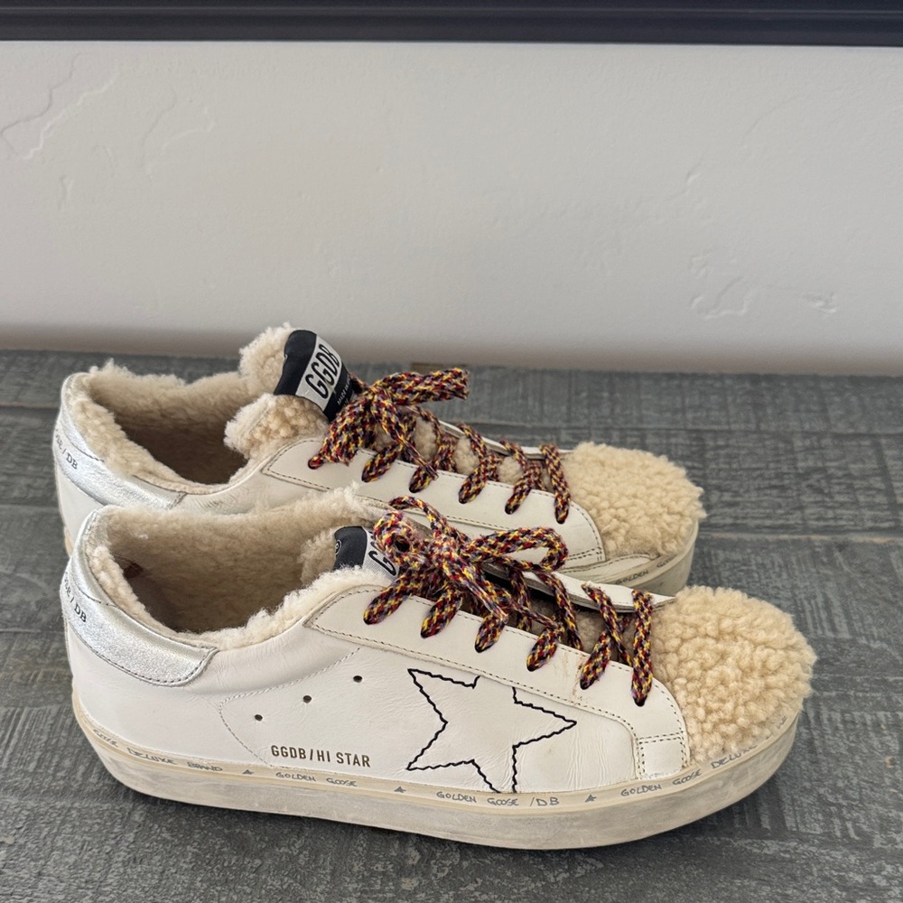 Golden Goose women’s Cream and White Star Sneakers